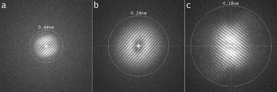 Diffractograms obtained with the SALVE I microscope